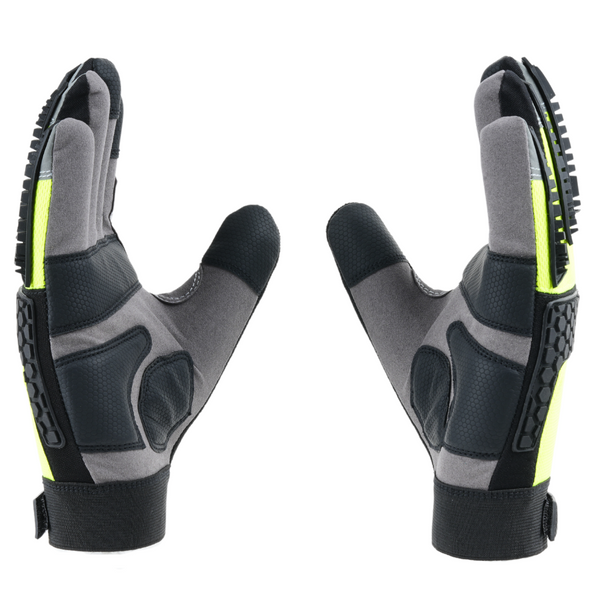 Angled view of MACH 23 safety gloves highlighting grip performance, flexibility, and impact protection.