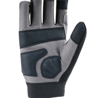 Close-up view of MACH 23 safety gloves showing honeycomb grip texture, stitching, and protective details.
