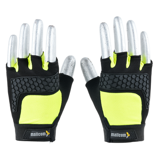 Back view of MACH 32 safety gloves showing fingerless construction, flexible fabric, and secure wrist closure.