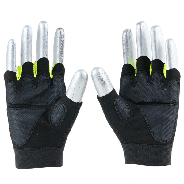 Front view of MACH 32 fingerless safety gloves featuring a honeycomb PU grip and synthetic leather palm.