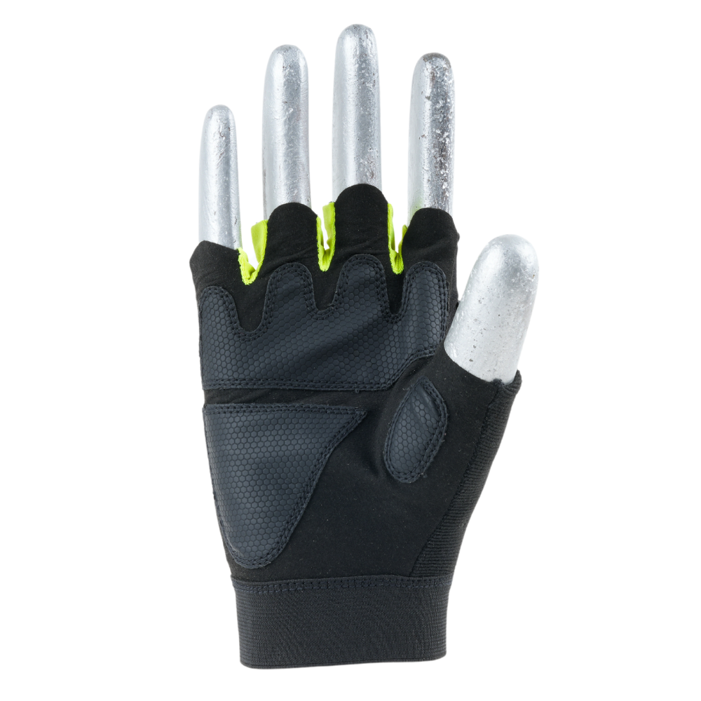 Single MACH 32 safety glove displaying fingerless construction, reinforced palm, and secure wrist fit.