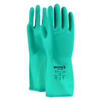 NF153G safety gloves with flock-lined nitrile construction and raised diamond grip for chemical and oil-resistant hand protection.