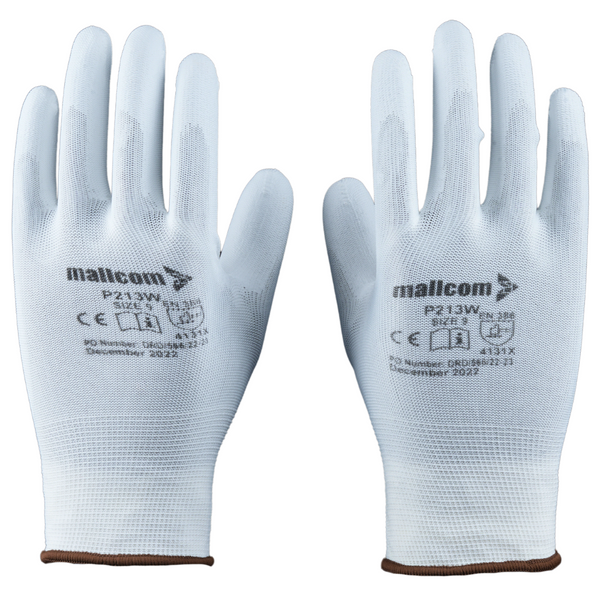Back view of P213W safety gloves showing lightweight seamless liner and flexible construction.