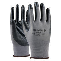P35NBA safety gloves with nitrile-coated palm and 15-gauge polyester liner for superior grip, oil resistance, and hand protection.