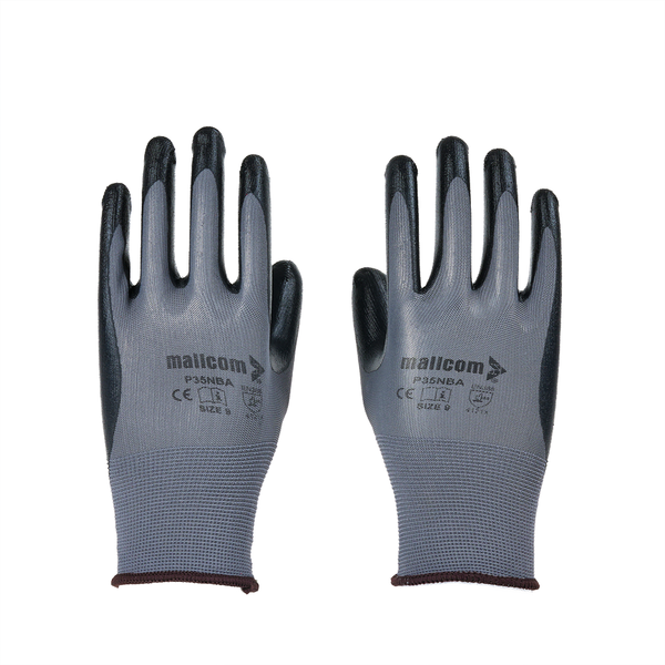 Back view of P35NBA safety gloves showing a flexible 15-gauge polyester liner for comfort and durability.
