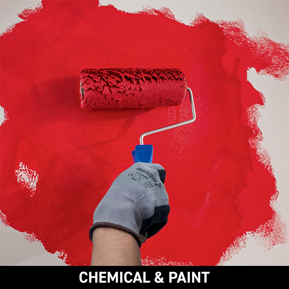 P35NBA safety gloves used in chemical and paint handling applications, providing oil resistance, secure grip, abrasion protection, and reliable hand safety in industrial environments.