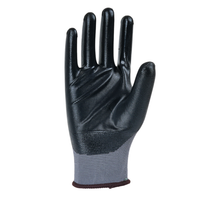 Single P35NBA safety glove displaying nitrile-coated palm and lightweight polyester liner construction.