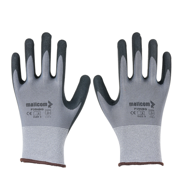 Back view of P35NBG safety gloves showing a flexible 15-gauge polyester liner for comfort and durability.