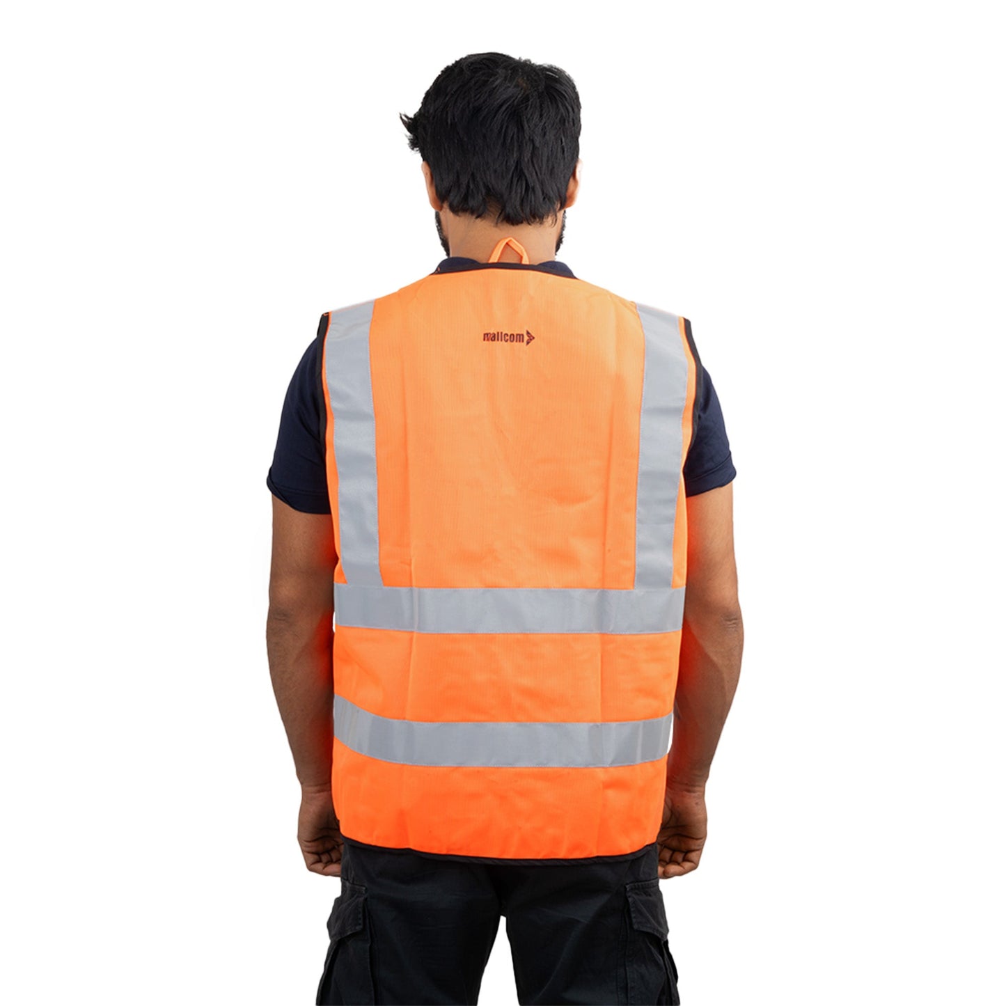Back view of the PROCLO 31 safety vest showcasing high-visibility reflective tape for enhanced safety.