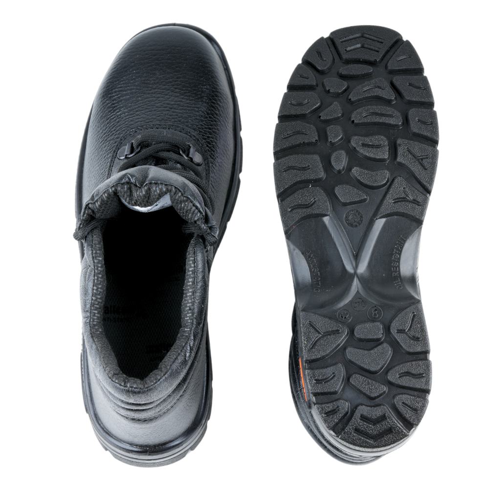 Mallcom Leopard high ankle steel toe safety shoes with anti-slip PU sole and durable industrial tread pattern