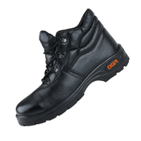 Mallcom Leopard high ankle steel toe safety shoes side view with leather upper and anti-slip PU sole