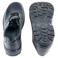 Rear heel view of Mallcom Lorex safety shoes with energy absorbing heel support