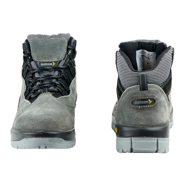 Back view of Manxsuede safety shoes showing heel support, padded collar, and durable rear construction.