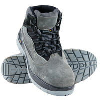 Front view of Manxsuede safety shoes with split suede leather upper, lace-up design, and steel toe protection.