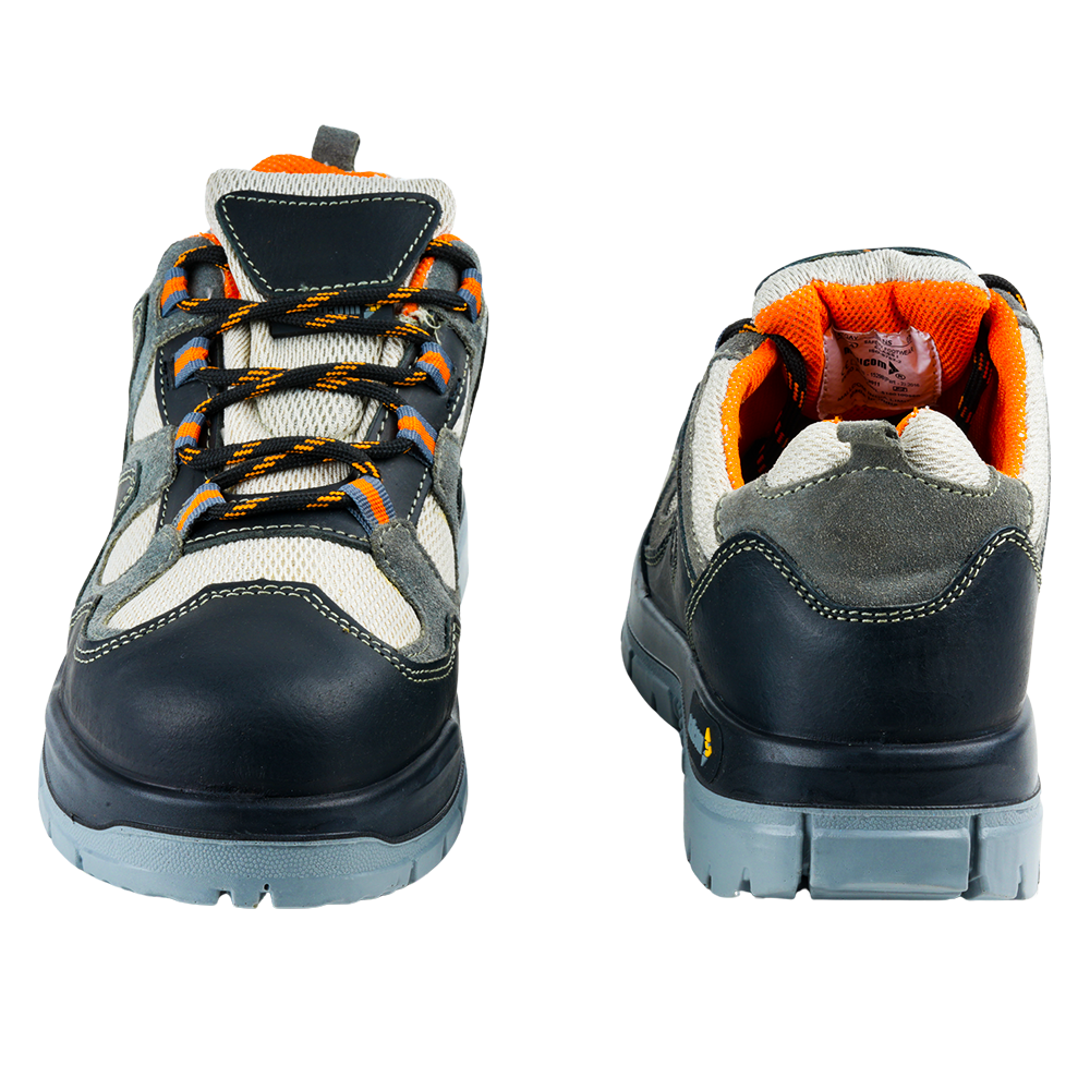 Back view of Margay low ankle safety shoes showing heel support and rear construction design.