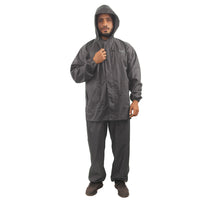 Front view of the adjustable hood on the grey NIMBUS rainwear jacket.