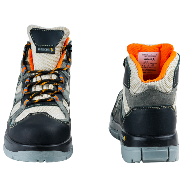 Back view of Ocelot safety shoes showing heel support and rear construction design.