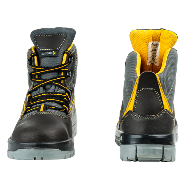 Back view of Ontilla high ankle safety shoes showing heel support and rear construction design