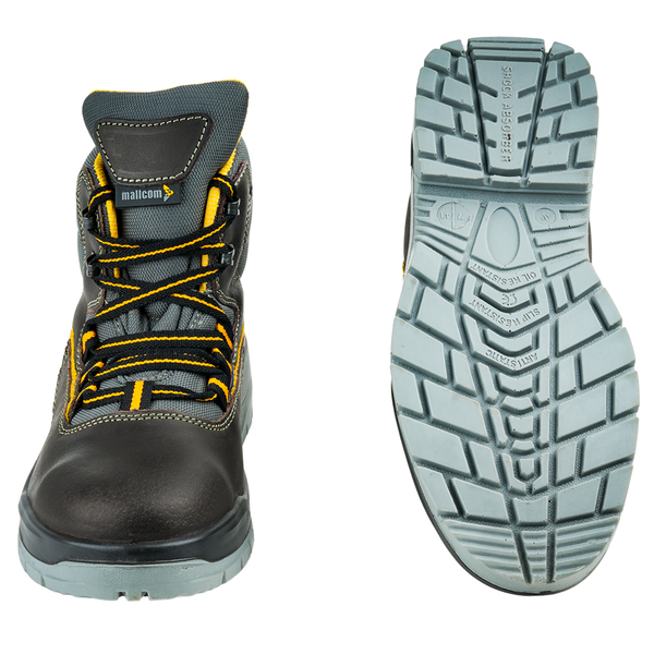 Outsole view of Ontilla high ankle safety shoes showing the slip-resistant tread pattern and durable PU sole design.