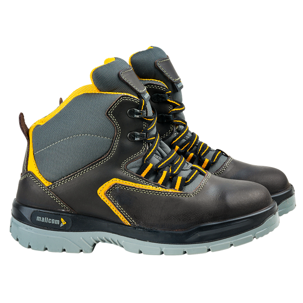 Pair of Ontilla high ankle safety shoes with steel toe protection and durable PU sole for industrial use.