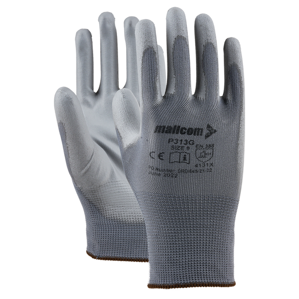 P313G PU Coated Work Gloves I EN Certified I 13 Gauge Seamless I Precision Grip Safety Gloves