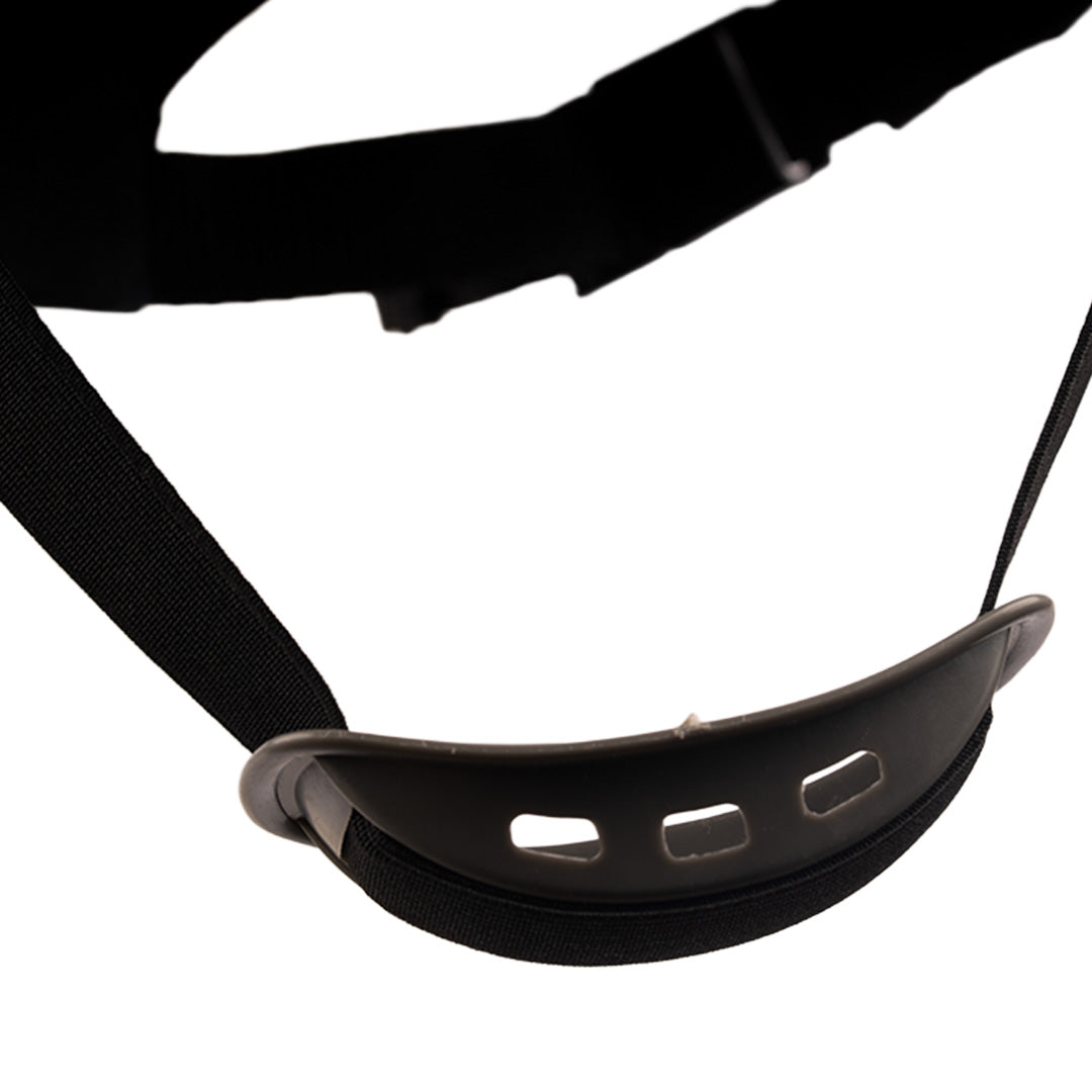 Extended side profile of the Sapphire SP B bump cap designed to provide additional protection around the temple and lower head area.