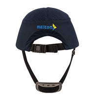 Back view of the Sapphire SP B navy blue bump cap featuring adjustable Velcro fastening.
