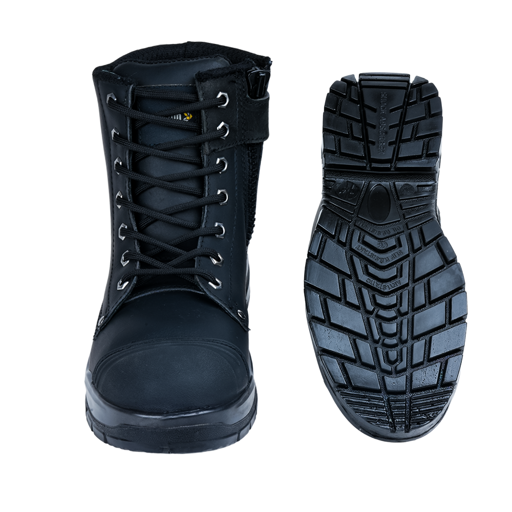 SCAR B safety shoes showing upper design and outsole grip pattern.