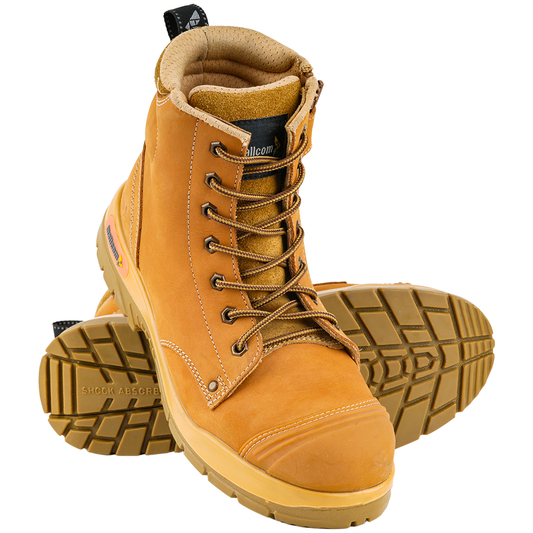 Front view of SCAR W high ankle safety boots showing the lace-up design and protective toe construction.