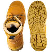 Top and outsole views of SCAR W high ankle safety boots showing the lace-up upper and rugged tread pattern.