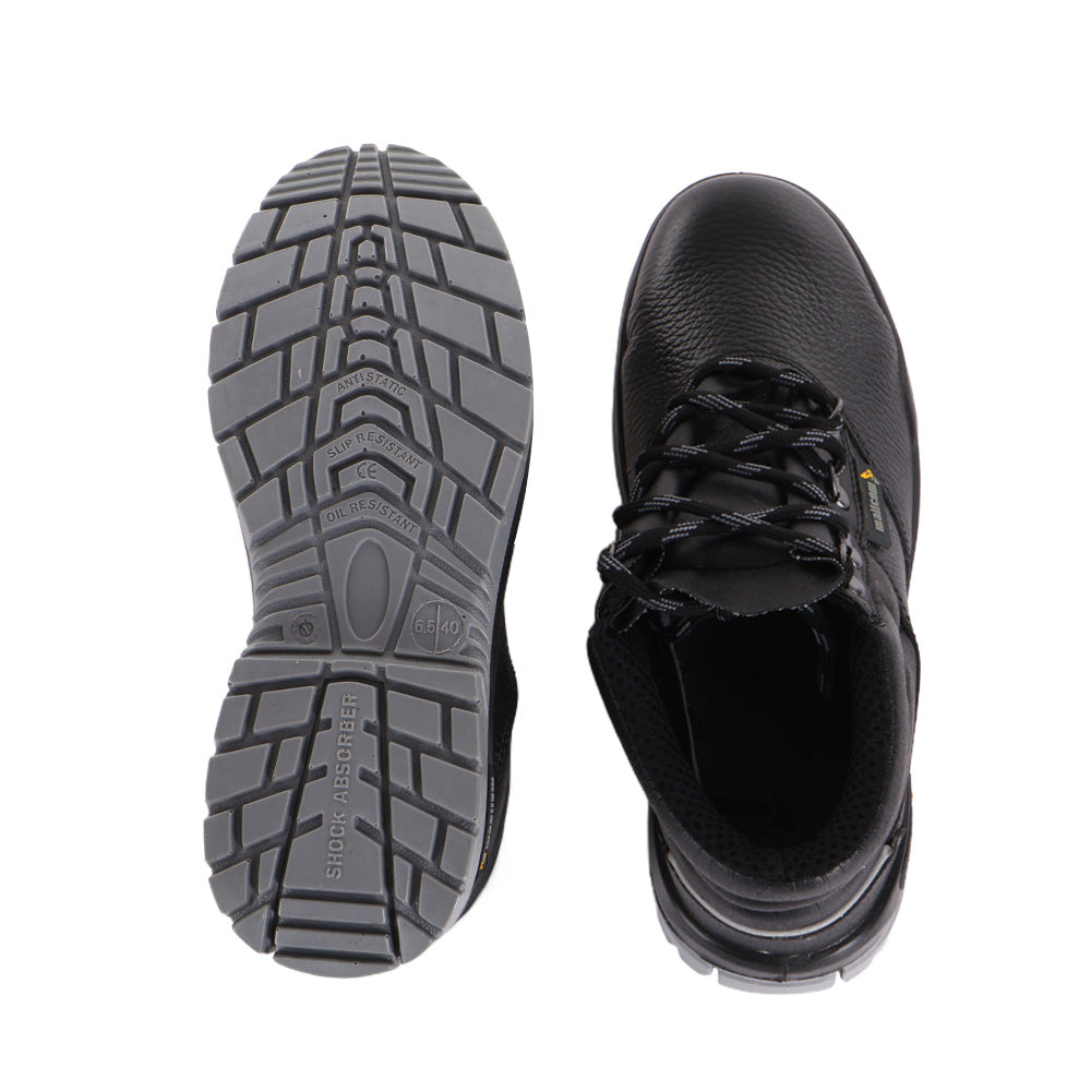 Upper and outsole views of Vivvera safety shoes showing the top profile and sole design.