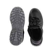 Upper and outsole views of Vivvera safety shoes showing the top profile and sole design.