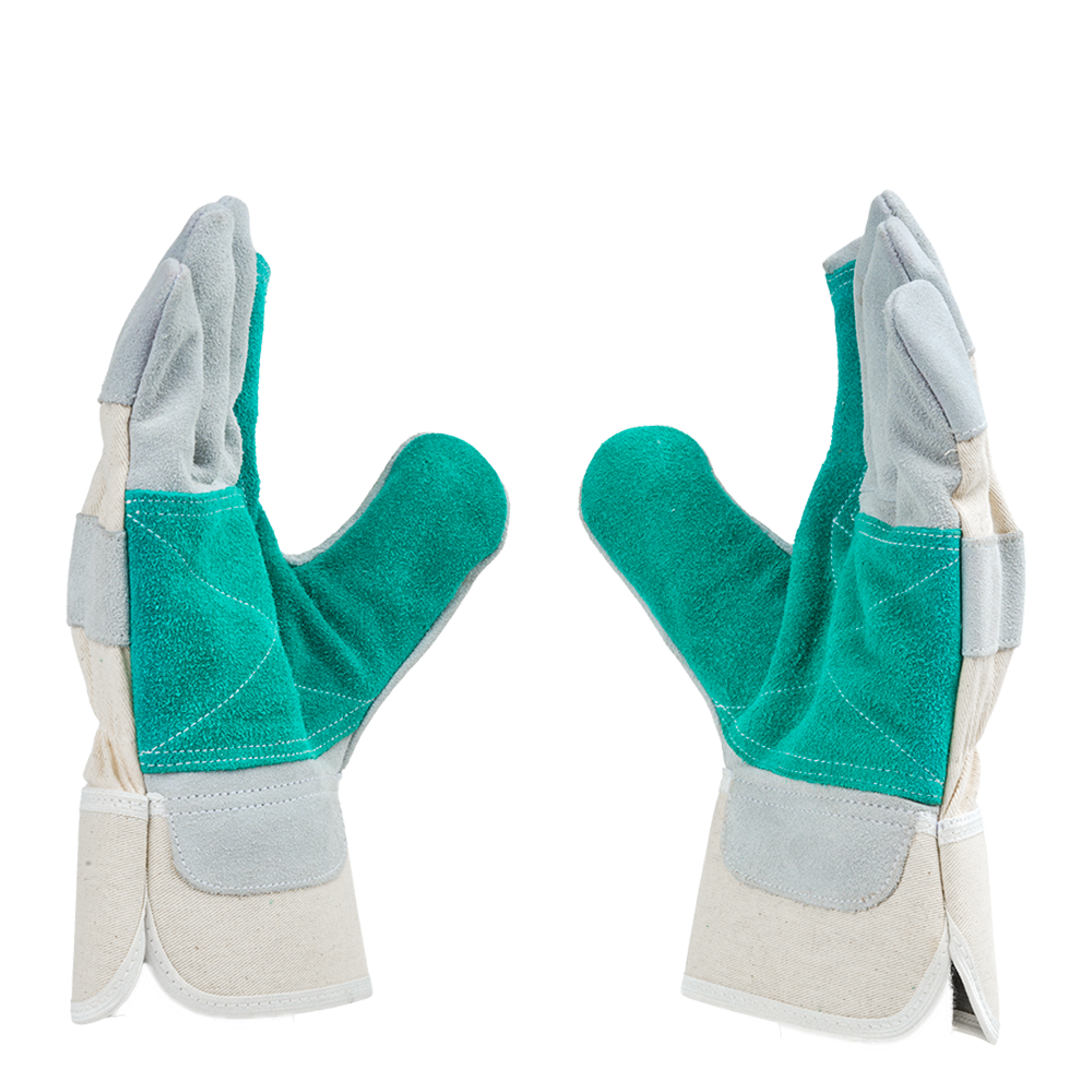 Back view of C-853 safety gloves with breathable cotton drill fabric and rubberized cuff