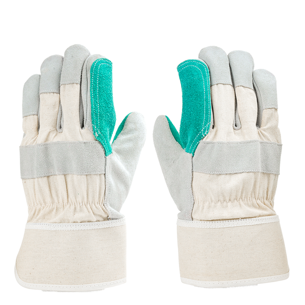 Back view of C-853 safety gloves with breathable cotton drill fabric and rubberized cuff